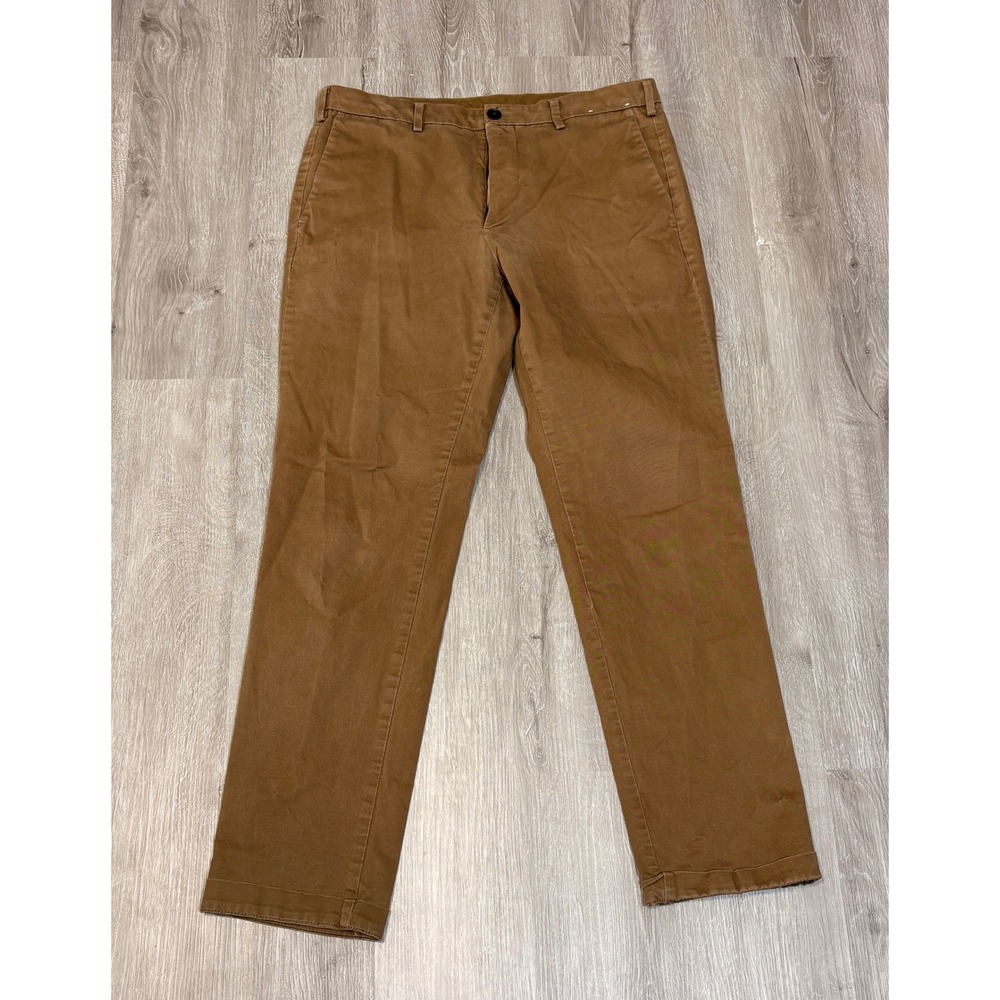 Uniqlo Slim Fit Chino Pants Mens 32x34 Brown Cotton Stretch Trousers 470546